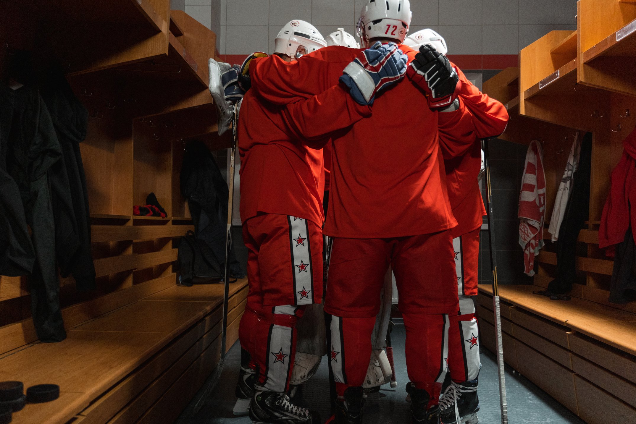 Hockey Team in Huddle